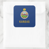 Kansan-Flagge, Flagge Kansas Quadratischer Aufkleber (Tasche)