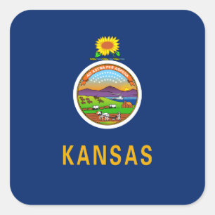 Kansan-Flagge, Flagge Kansas Quadratischer Aufkleber
