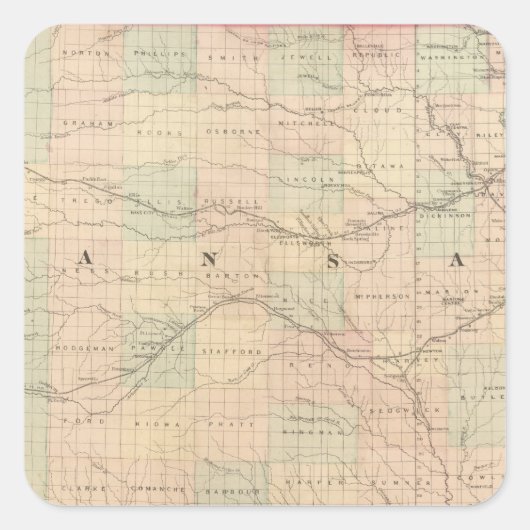 Kansas 6 quadratischer aufkleber (Vorderseite)