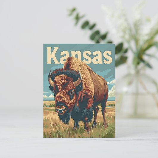 Kansas American Bison Postkarte (Stehend Vorderseite)