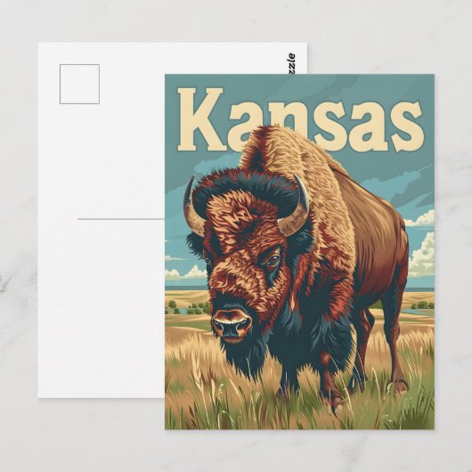 Kansas American Bison Postkarte (Vorne/Hinten)