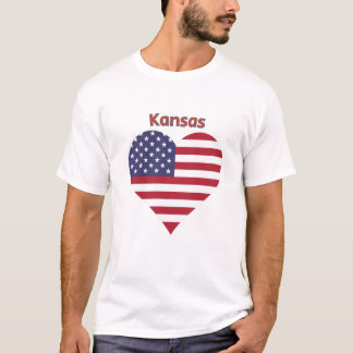 Kansas American Flag Heart T-Shirt
