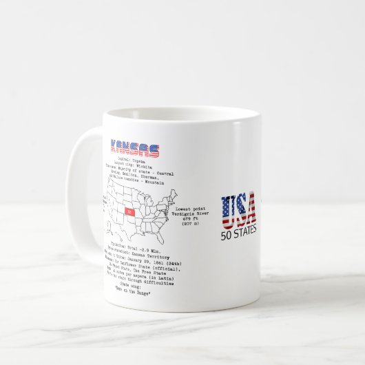 Kansas American Staat auf einer Karte und nützlich Kaffeetasse (Vorderseite Links)