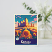 Kansas | Anime Style Cel Schattenkarte Postkarte (Stehend Vorderseite)