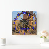 Kansas Antiquitätenreifen Quadratische Wanduhr (Zuhause)