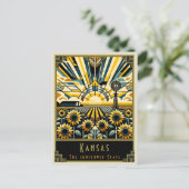 Kansas | Art Deco Postkarte (Stehend Vorderseite)