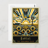Kansas | Art Deco Postkarte (Vorne/Hinten)