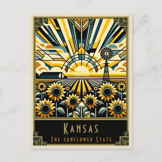 Kansas | Art Deco Postkarte (Vorderseite)
