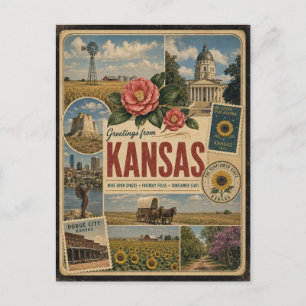 Kansas Authentische Vintage-Postkarte Postkarte