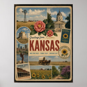 Kansas Authentischer Vintage-Stil Poster