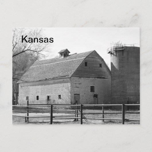 Kansas Barn und Silo Postkarte (Vorderseite)