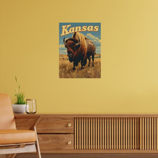Kansas Bison Vintag Poster (Wohnzimmer 2)