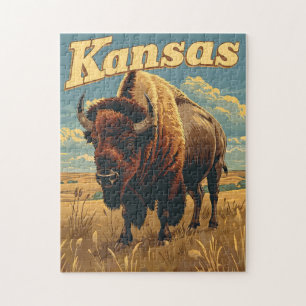 Kansas Bison Vintag Puzzle