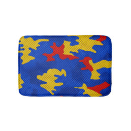 Kansas Blue Red Yellow Vibrant Camo Pattern Badematte