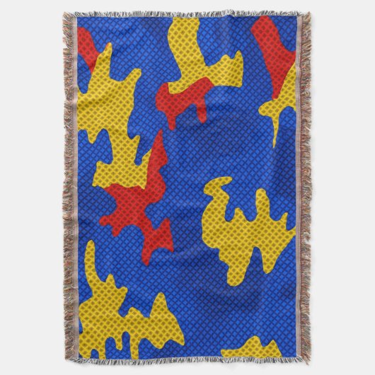 Kansas Blue Red Yellow Vibrant Camo Pattern Decke (Vorderseite Vertikal)