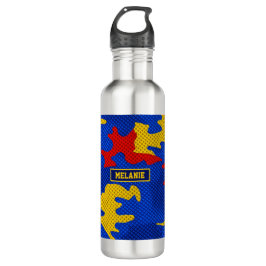 Kansas Blue Red Yellow Vibrant Camo Pattern Edelstahlflasche