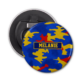 Kansas Blue Red Yellow Vibrant Camo Pattern Flaschenöffner