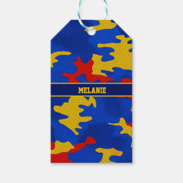 Kansas Blue Red Yellow Vibrant Camo Pattern Geschenkanhänger