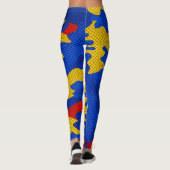 Kansas Blue Red Yellow Vibrant Camo Pattern Leggings (Rückseite)