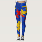 Kansas Blue Red Yellow Vibrant Camo Pattern Leggings (Vorderseite)