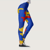 Kansas Blue Red Yellow Vibrant Camo Pattern Leggings (Rechts)