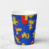 Kansas Blue Red Yellow Vibrant Camo Pattern Pappbecher (Links)