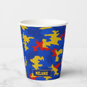 Kansas Blue Red Yellow Vibrant Camo Pattern Pappbecher (Vorderseite)
