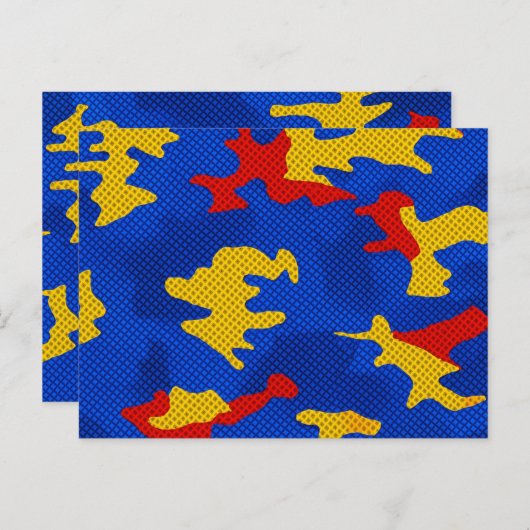 Kansas Blue Red Yellow Vibrant Camo Pattern Postkarte (Vorne/Hinten)