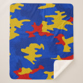 Kansas Blue Red Yellow Vibrant Camo Pattern Sherpadecke (Vorderseite)
