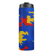 Kansas Blue Red Yellow Vibrant Camo Pattern Thermosbecher (Vorderseite)