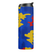 Kansas Blue Red Yellow Vibrant Camo Pattern Thermosbecher (Nach links gedreht)
