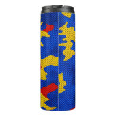 Kansas Blue Red Yellow Vibrant Camo Pattern Thermosbecher (Rückseite)