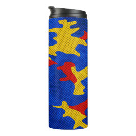 Kansas Blue Red Yellow Vibrant Camo Pattern Thermosbecher