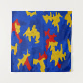 Kansas Blue Red Yellow Vibrant Camo Pattern Wandteppich (Vorderseite (Horizontal))