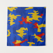 Kansas Blue Red Yellow Vibrant Camo Pattern Wandteppich (Vorderseite)