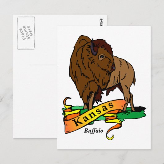 Kansas Buffalo Postkarte (Vorne/Hinten)