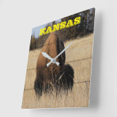Kansas Buffalo Square Wall Clock Quadratische Wanduhr (Winkel)