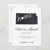 Kansas Chalkboard Staat Map Moving Postcard Ankündigungspostkarte (Vorne/Hinten)