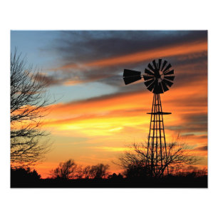 Kansas Christmas 2021 Windmill Sunset Erweiterung Fotodruck