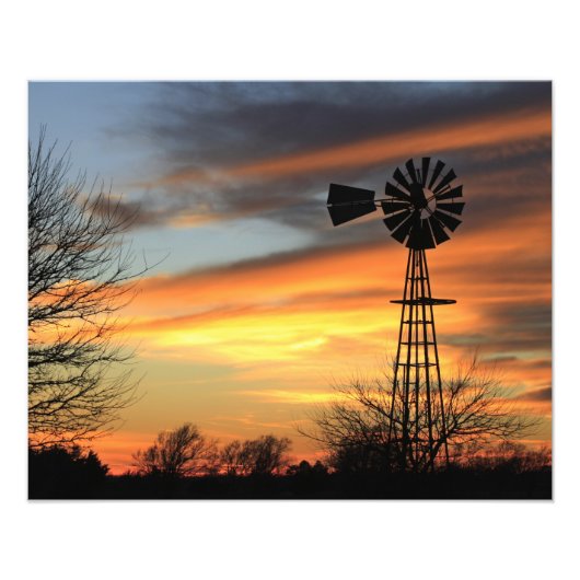 Kansas Christmas 2021 Windmill Sunset Erweiterung Fotodruck (Vorne)
