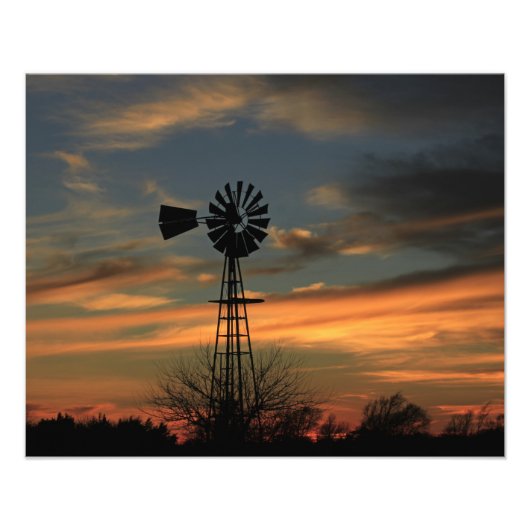 Kansas Christmas 2021 Windmill Sunset Erweiterung Fotodruck (Vorne)