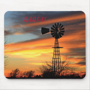 Kansas Christmas Windmill Sunset Mouse Pad Mousepad