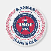 Kansas Circle Typografy Souvenir Magnet (Vorne)