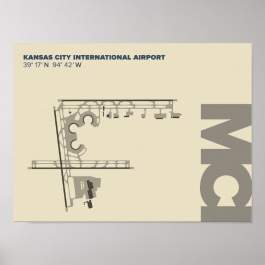 Kansas City Airport (MCI) Diagramm Poster (Vorne)