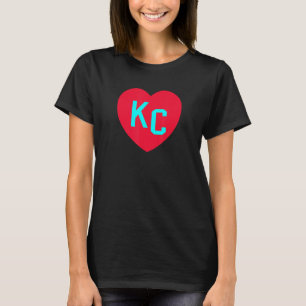 Kansas City Aquamarin BlueRed Heart KC Liebe Lette T-Shirt