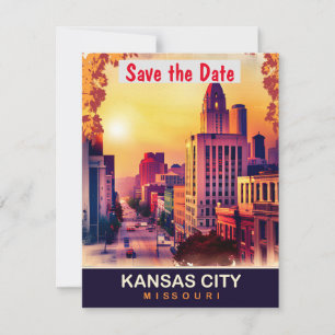 Kansas City Downtown, Reise-Postkarte,  Save The Date