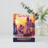 Kansas City Downtown, Travel Postcard, Save The Date (Stehend Vorderseite)