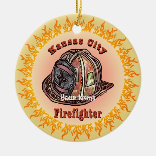 Kansas City Feuerwehrschmuck Keramik Ornament (Vorne)