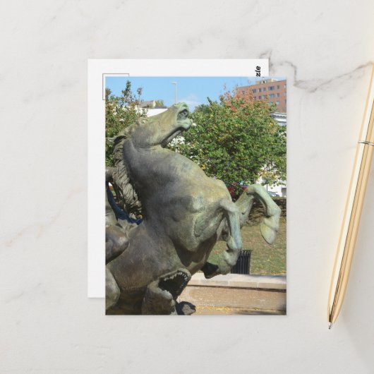 Kansas City Fountain Horse in Autumm Postkarte (Vorderseite/Rückseite Beispiel)
