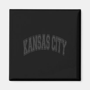 Kansas City gebogener Text Schwarz mit schwarzem D Magnet
